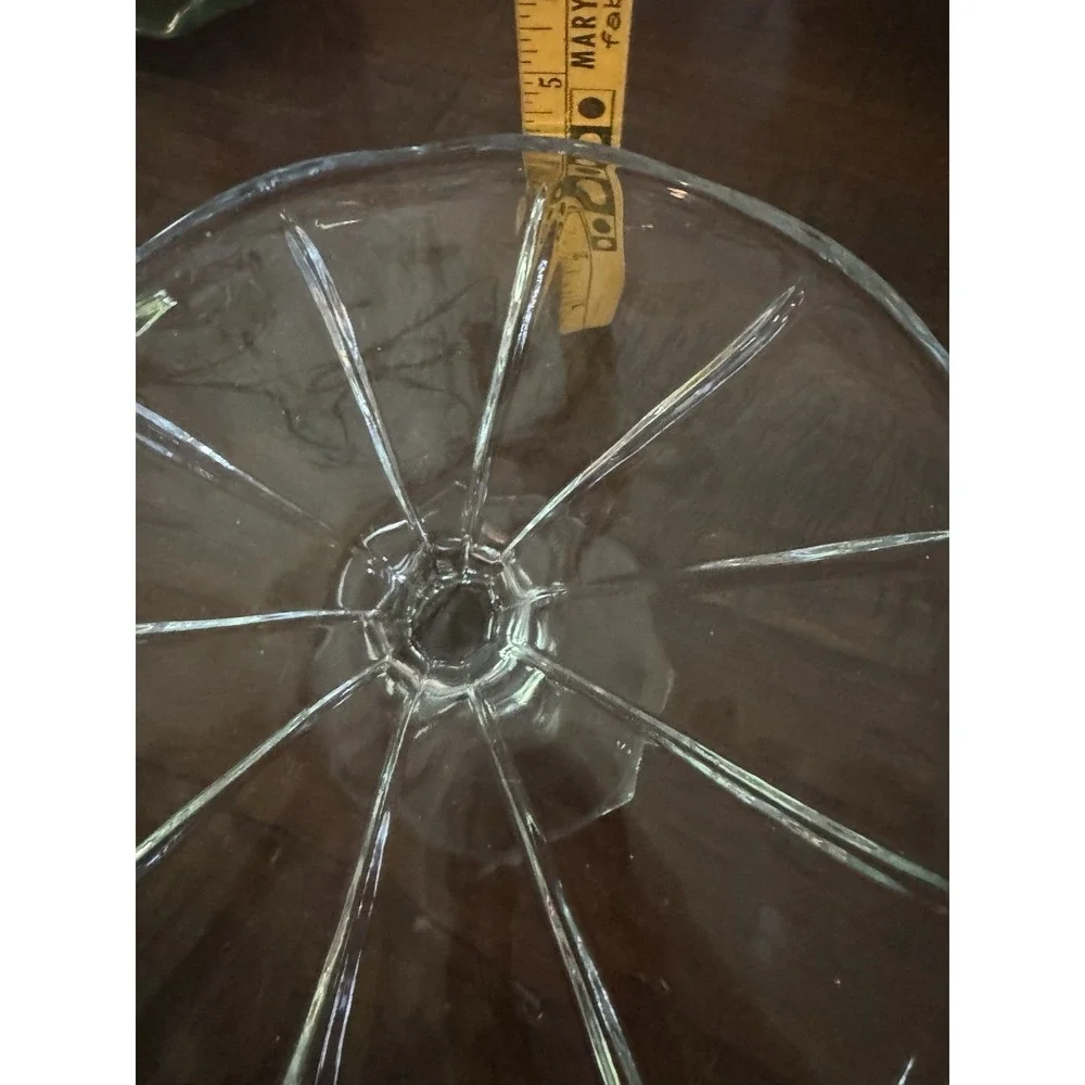 Vintage‎ Clear Glass Pedestal Cake Stand 10 Inch Petal Pattern Dessert Server